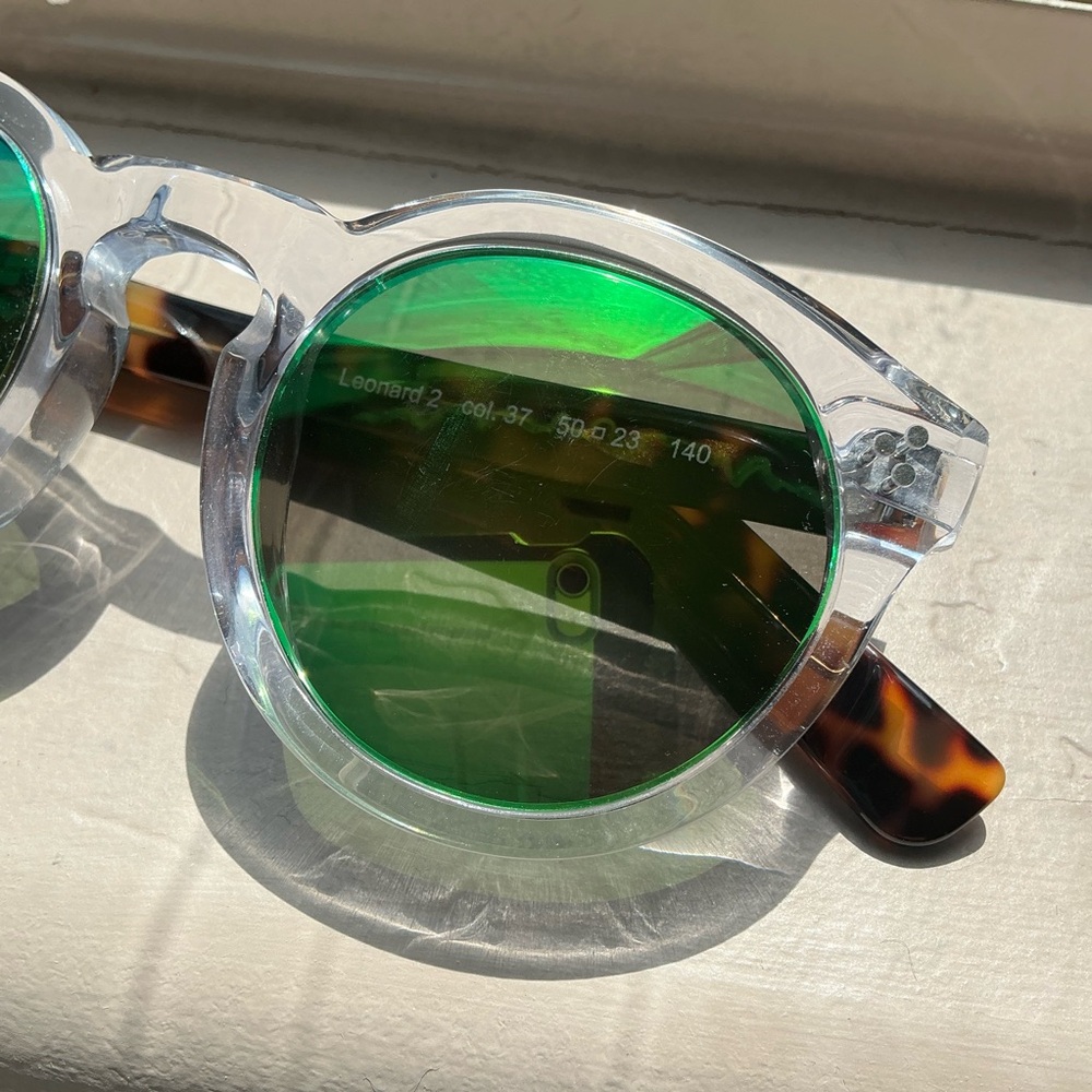 Illesteva Leonard 2- Clear/Havana w/Aqua Green Mirror - Picture 16 of 16